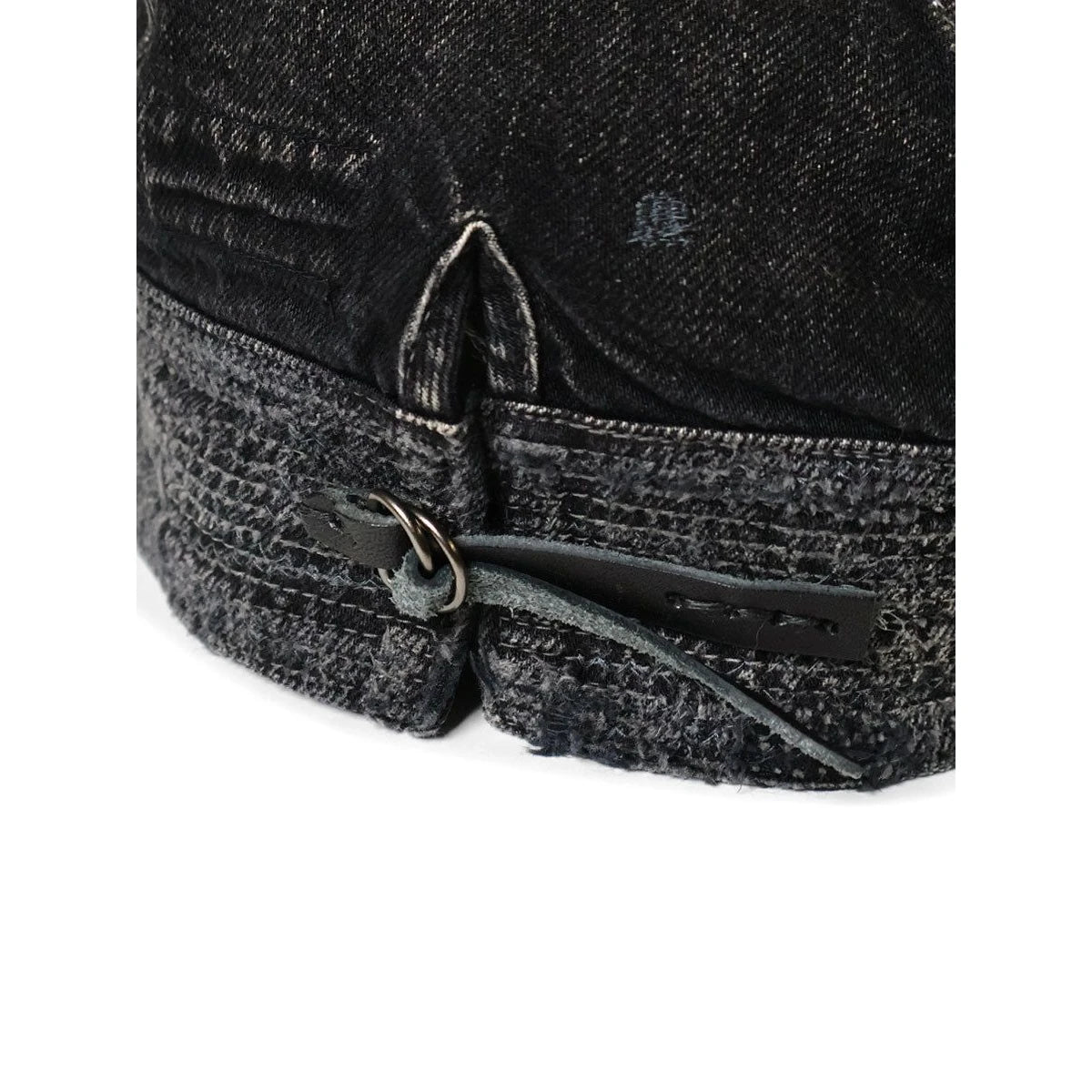 Kapital 11.5oz Black x Black Denim Old Man & The Sea Cap (Distressed Remake)