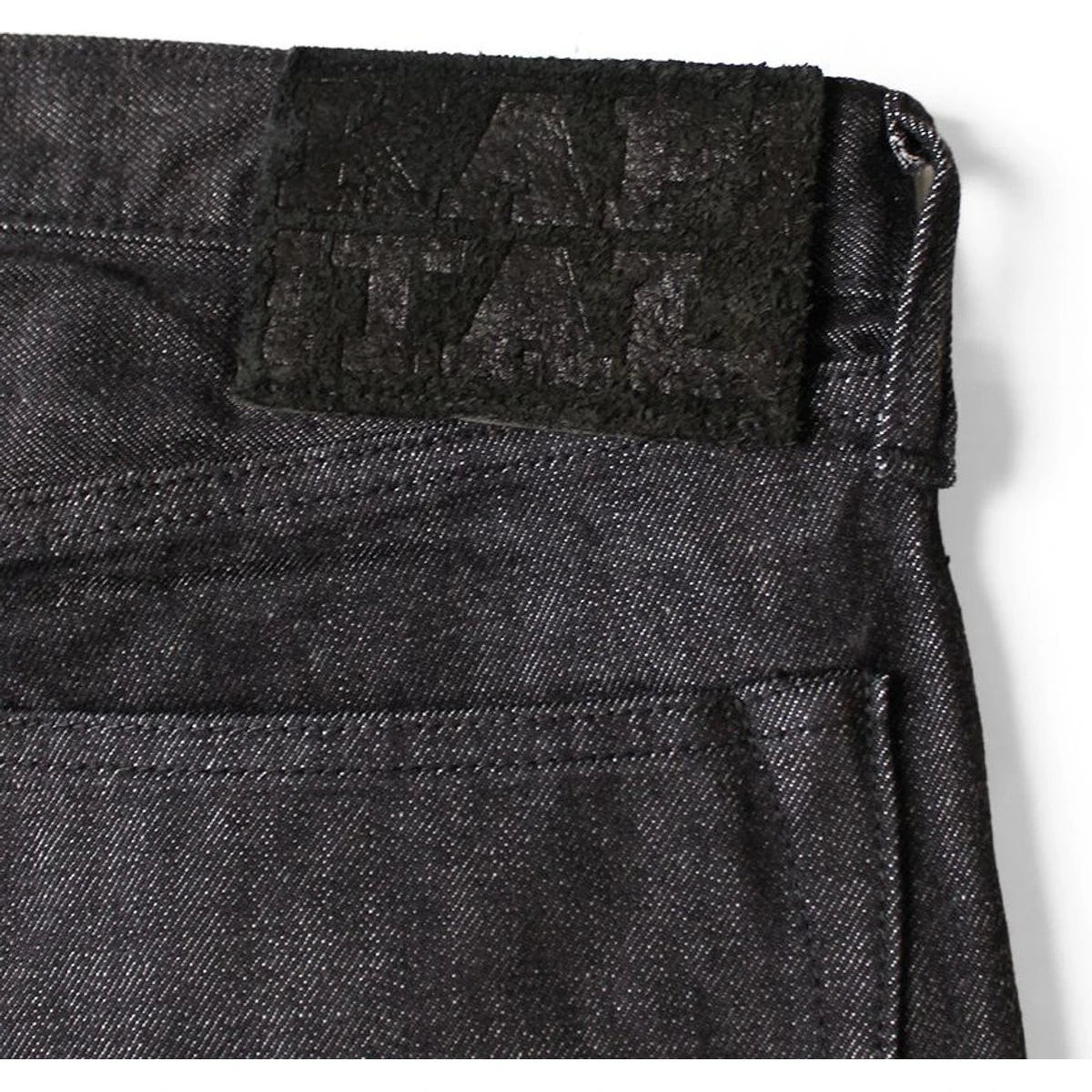 Kapital 14oz Black Denim 5P Wide Leg Monkey TH (Zip Fly)