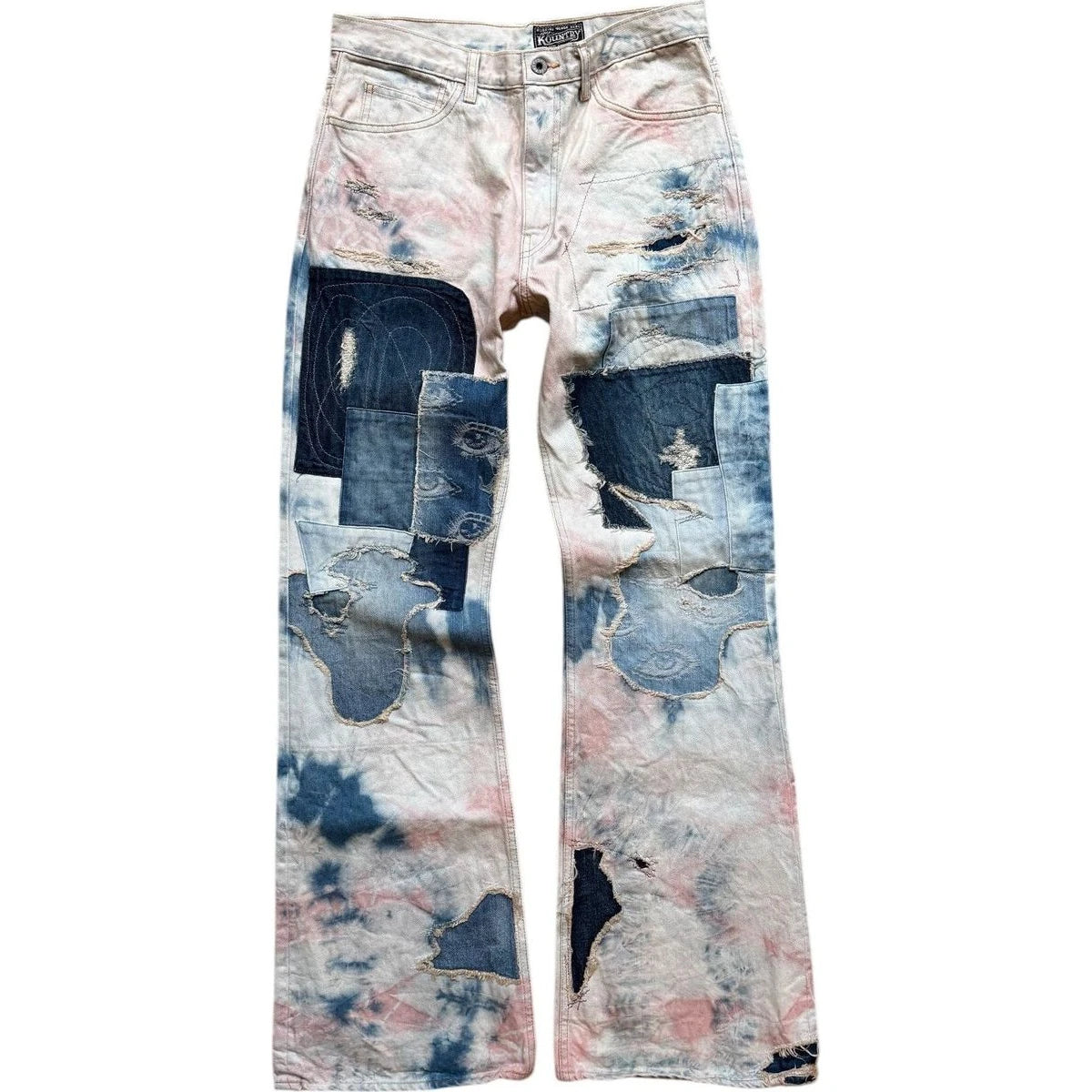 Kapital 14oz Denim 5P Tie-Dye Rat Flare Pants (Crazy Dixie Remake