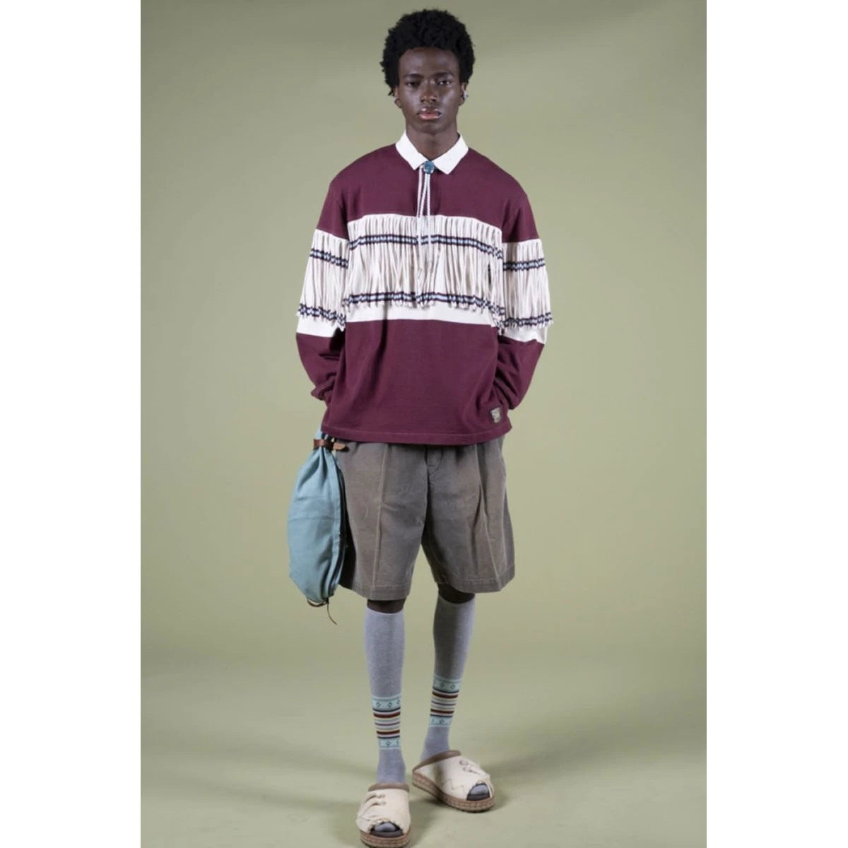 Kapital Panel Border Jersey Fringed Rugby Shirt