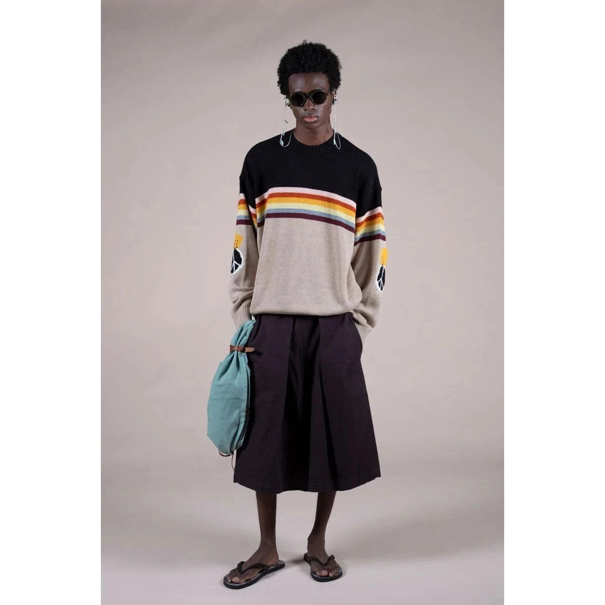 Kapital 5G Cotton Knit Rainbow Peckish Rainbowy Crew Sweater