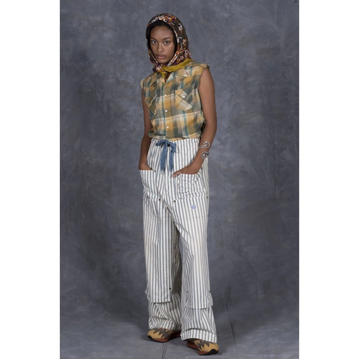 Kapital 9oz French Hickory Double Knee Easy Baggy Pants