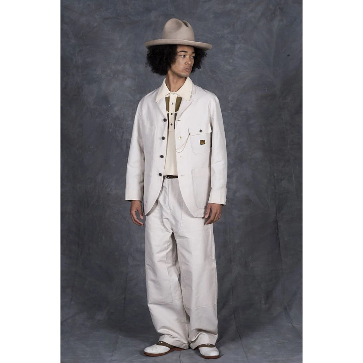 Kapital Cotton And Linen Mock Herringbone Lumber Suit Pants