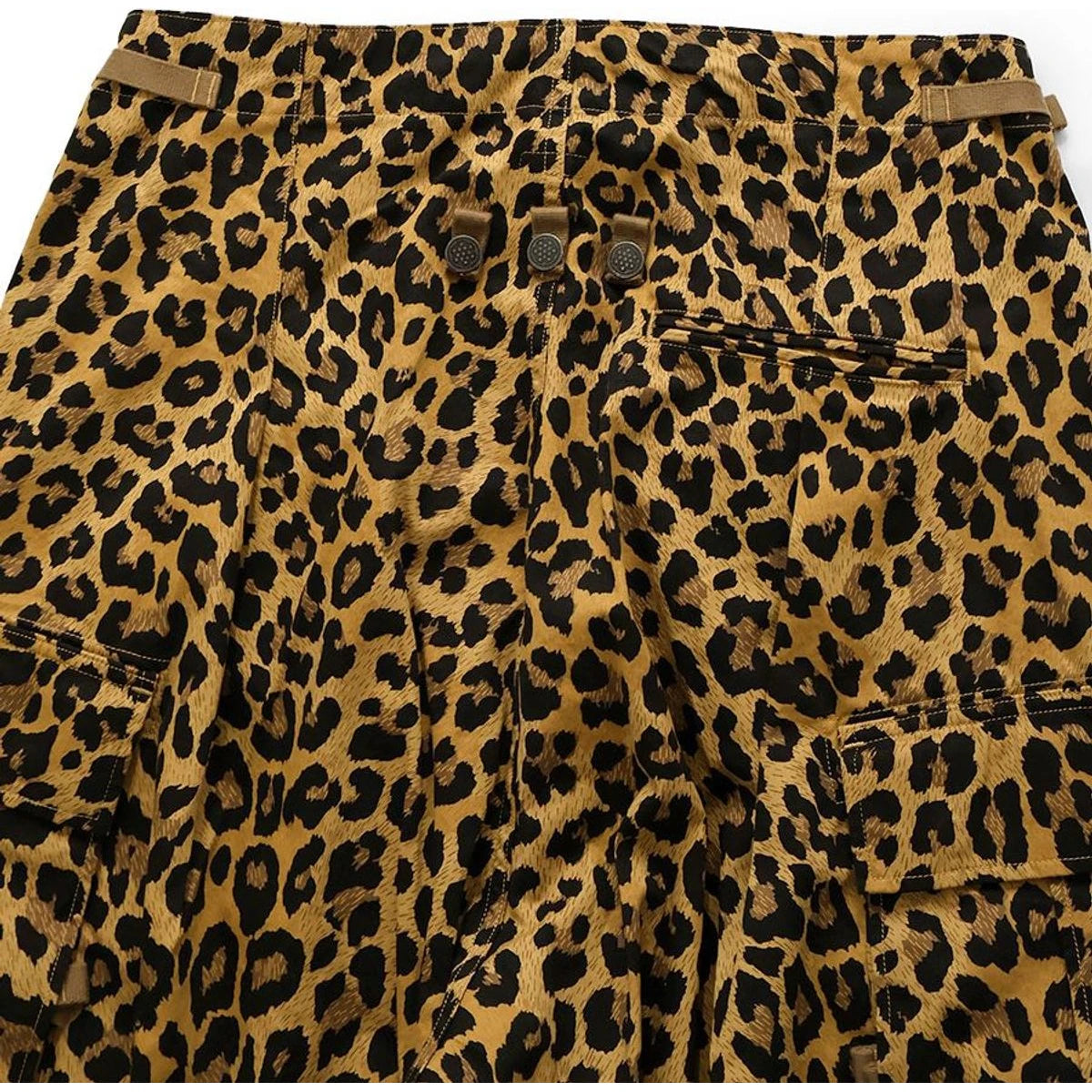 Kapital Cotton Herringbone Leopard Print Jumbo Cargo Pants