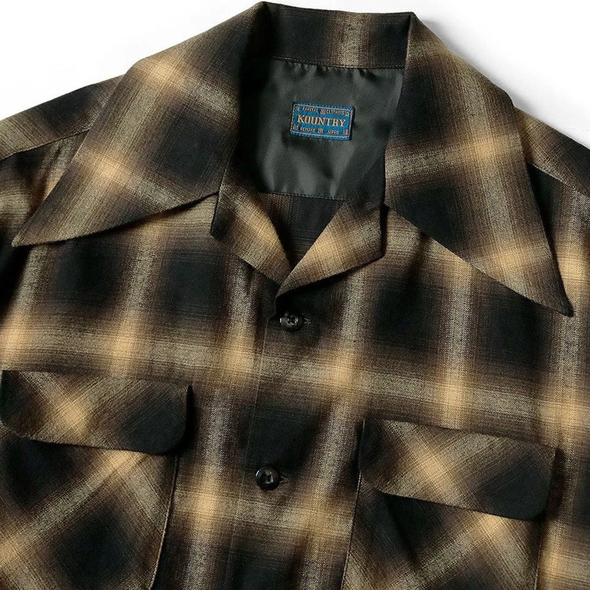 Kapital Cotton Rayon Shadow Check Wrangle Collar Board Shirt