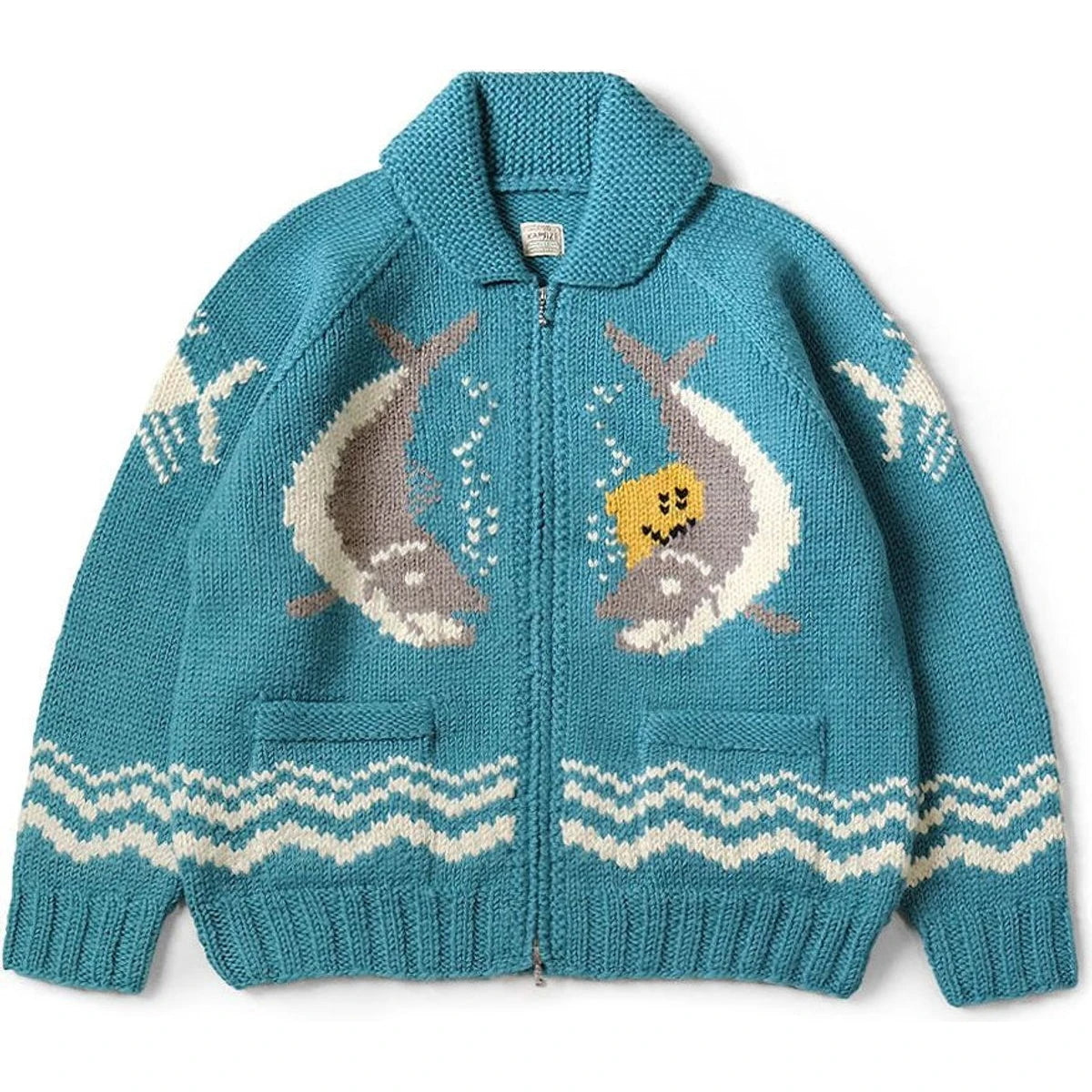 Kapital Cowichan Hand Knit Rainbowy Trout Zip Cardigan | COJP Gallery