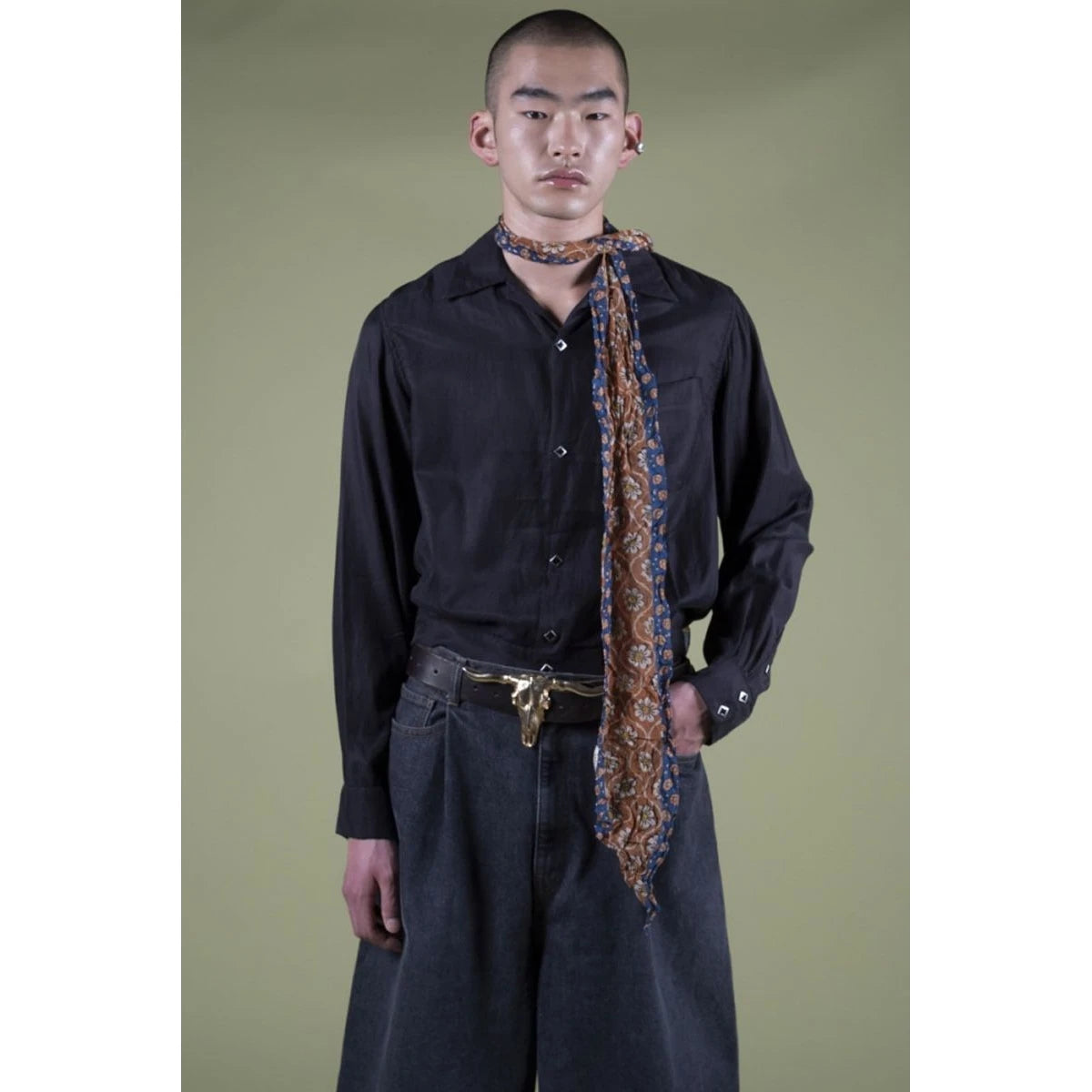 Kapital Cupra Cotton Twill Open Collar Drizzler Shirt