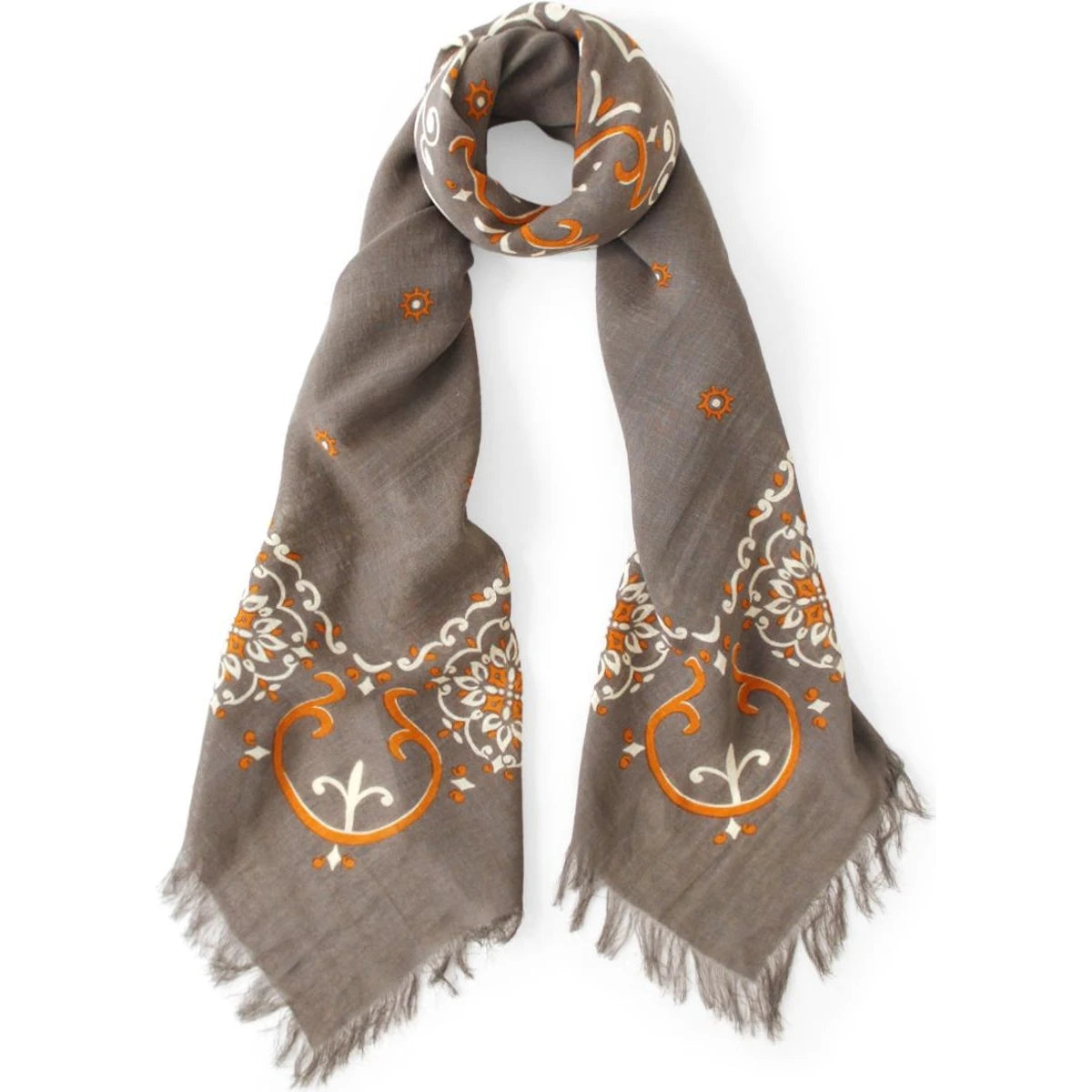Kapital Hemp Rayon Fringed Stole (Havana Naja)