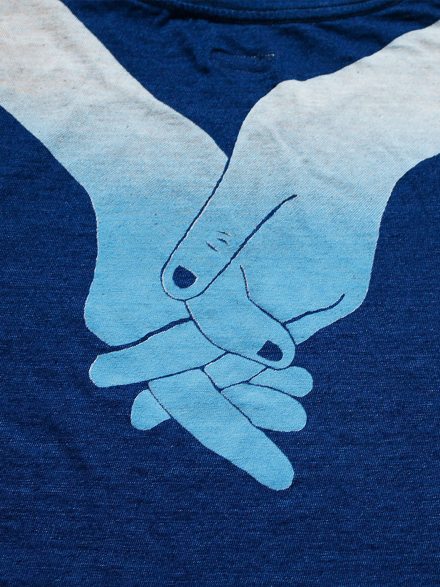 Kapital IDG Tenjiku Crew Tee (Blue Hands Discharge Printing Print)