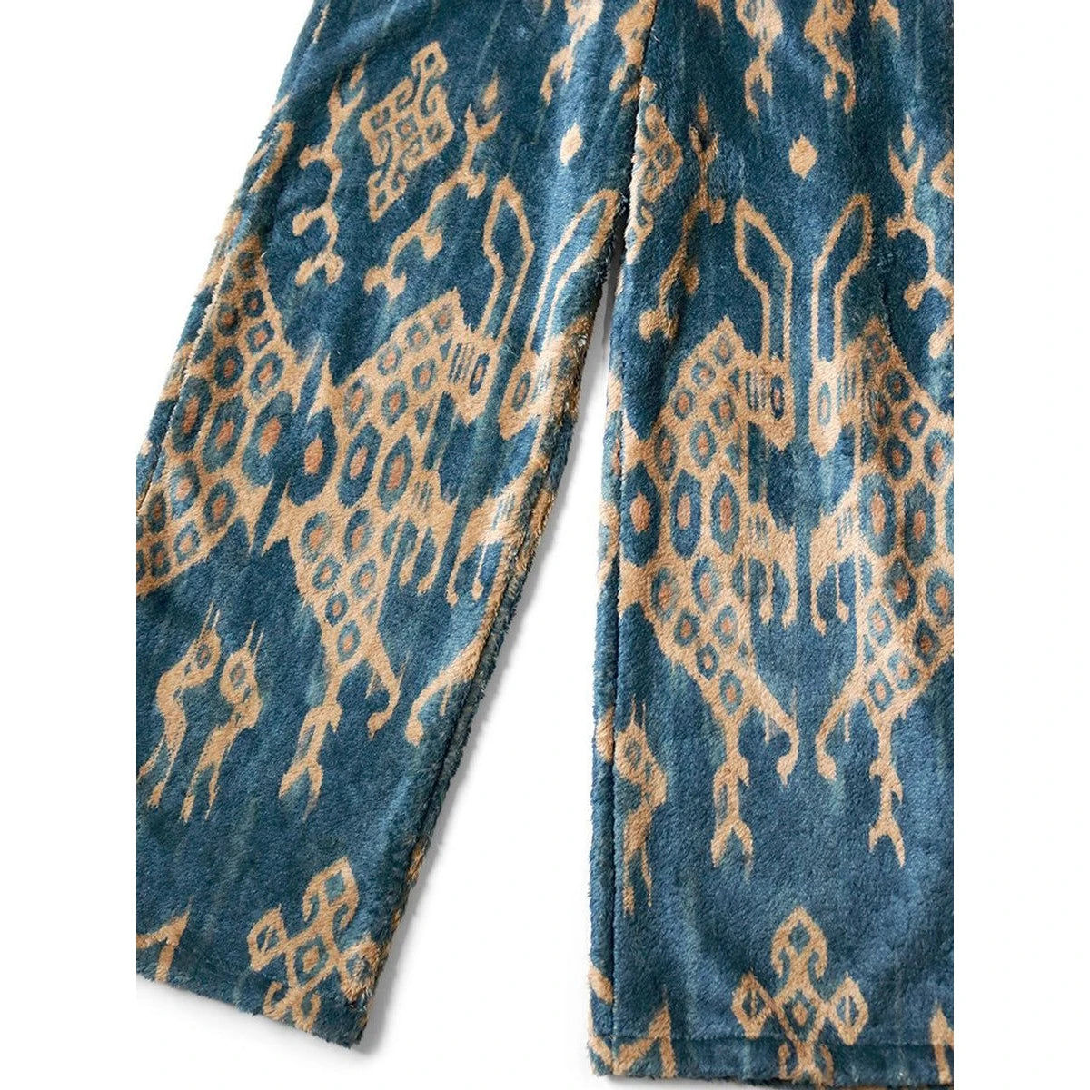 Kapital Java Kasuri Pattern Fleece Easy Straight Pants