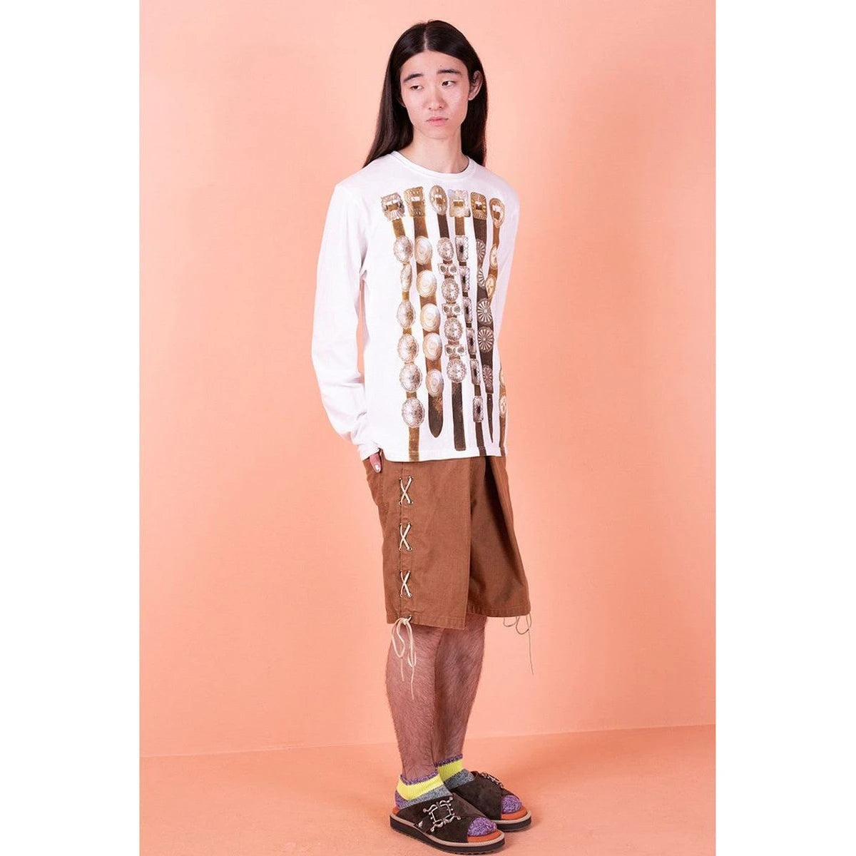 Kapital Jersey Crew Long Sleeve T-Shirt (Curtain Concho Print)