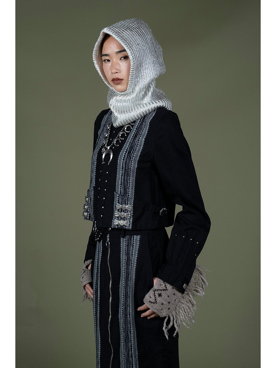 Kapital 12oz Arrow Pattern Jacquard Denim Bolero Jacket