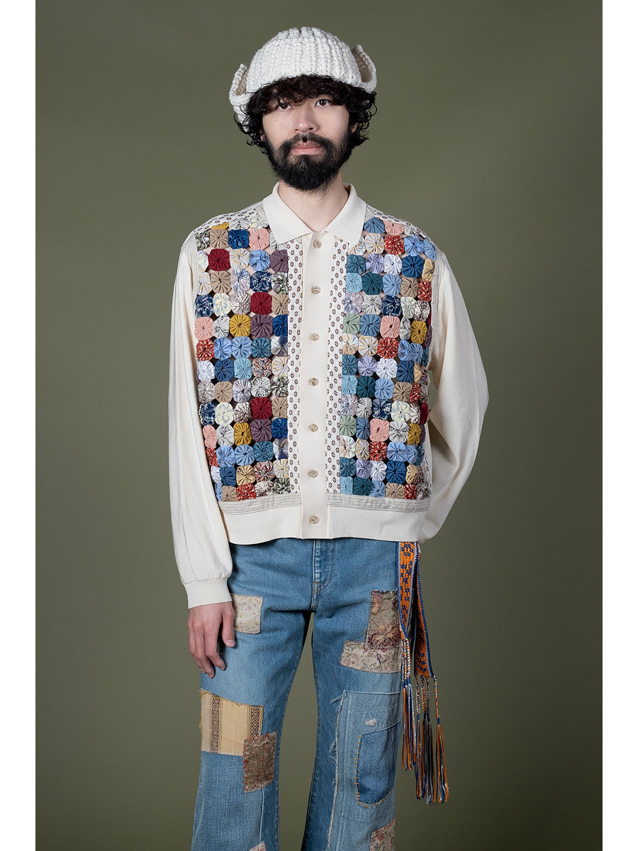 Kapital 14G Knit x Handcrafted Yo-Yo Quilt Jacket