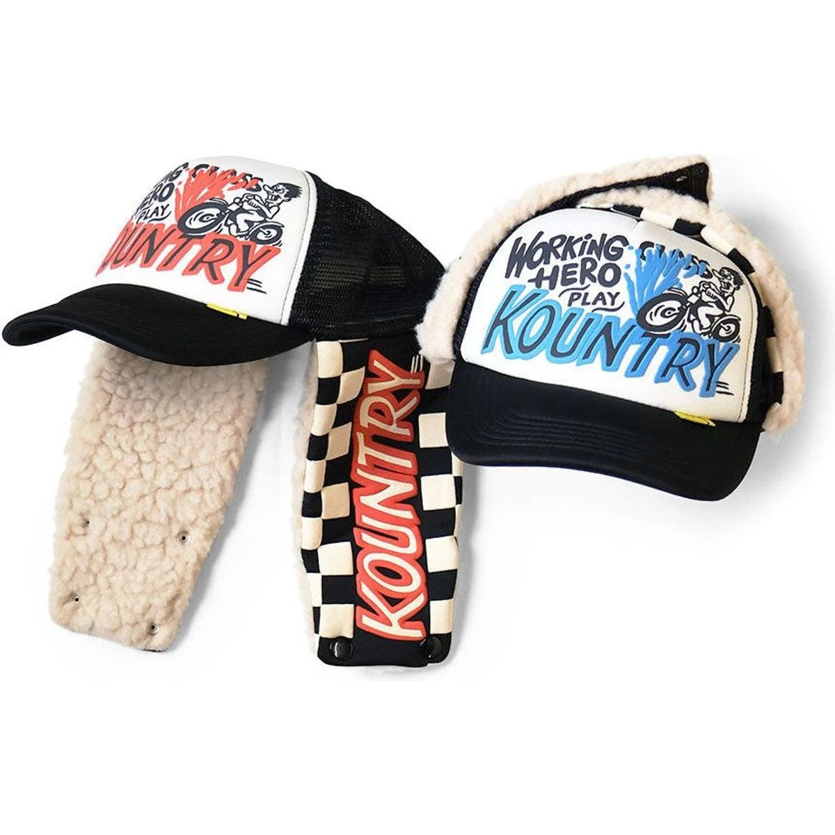 Kapital Kountry Racer Lumber Trucker Cap (Checkered Flag) | COJP Kapital Kountry Racer Lumber Trucker Cap (Checkered Flag) | COJP