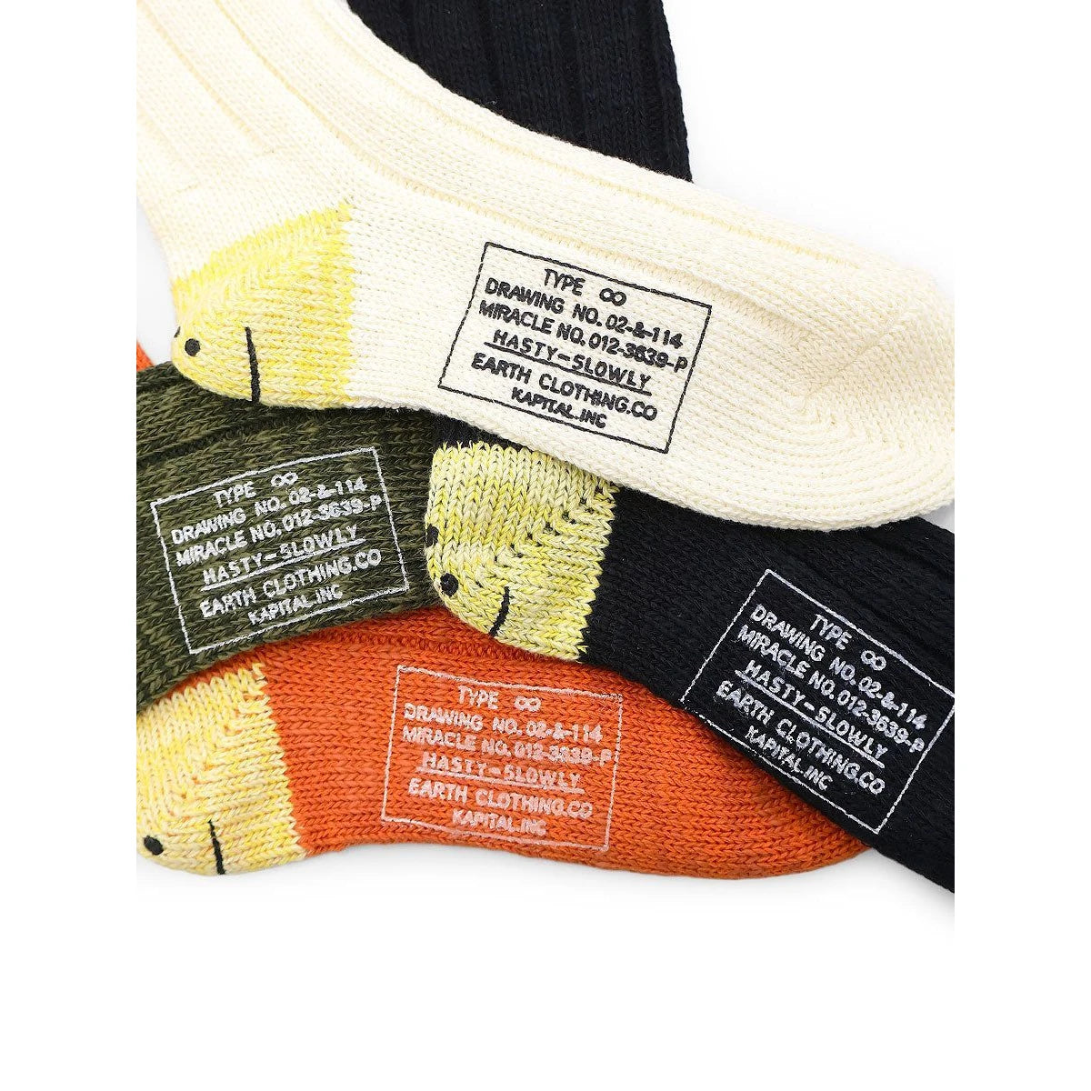 Kapital MA-1 Rainbowy Happy Heel Smile Socks
