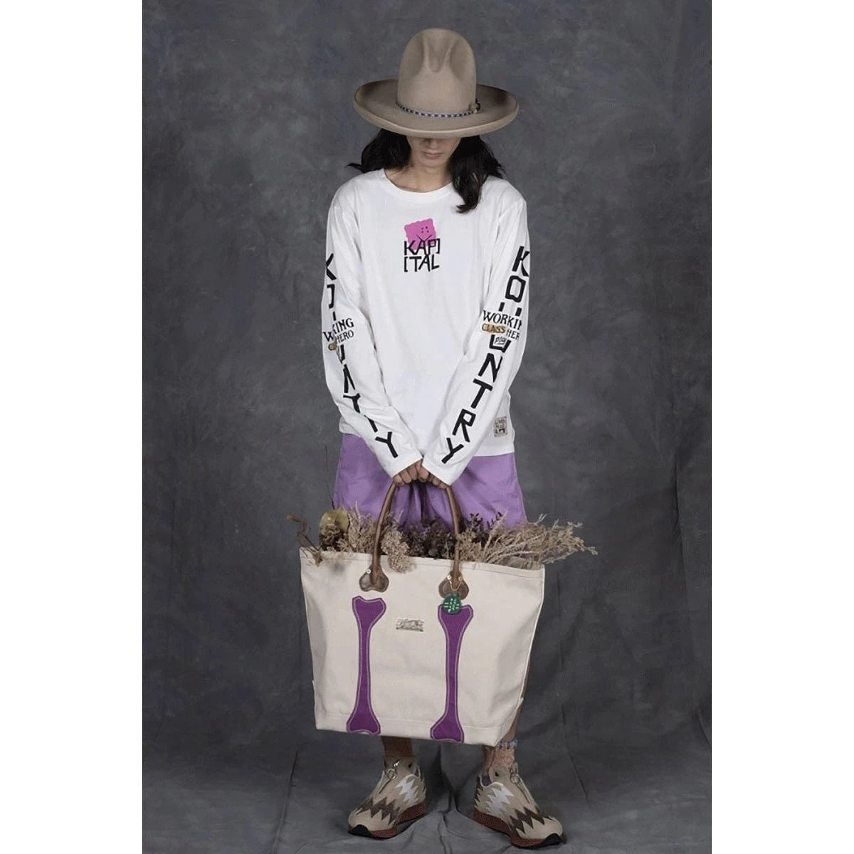 Kapital No. 4 Canvas Kotsukotsu Bone Tote Bag (Medium)