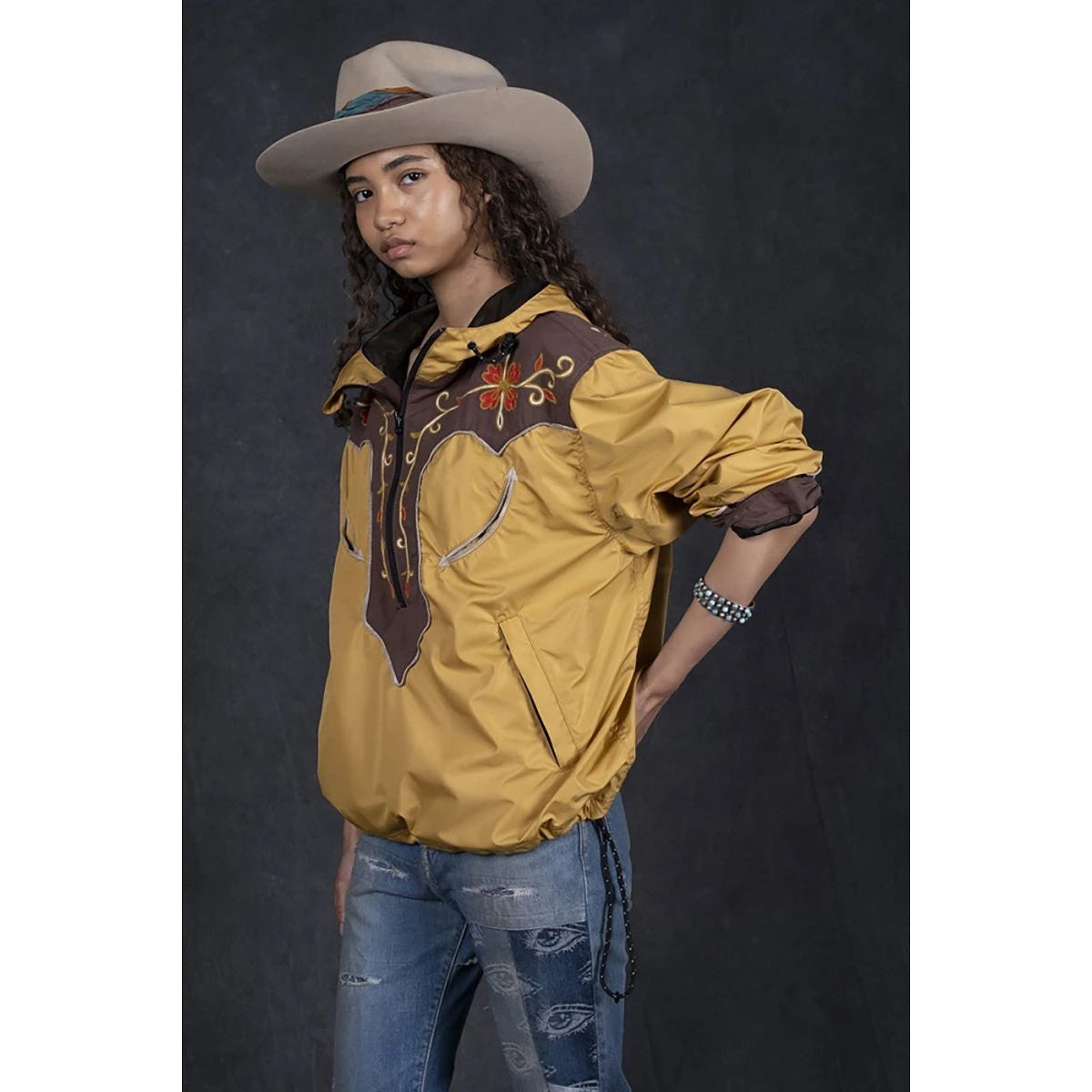 Kapital Poly Taffeta 2Tone Tennessee Cactus Flower Parka