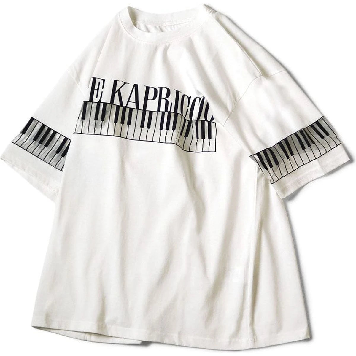 Kapital Sheer Opal Jersey Crew T-Shirt (Life Kapriccio Piano Print