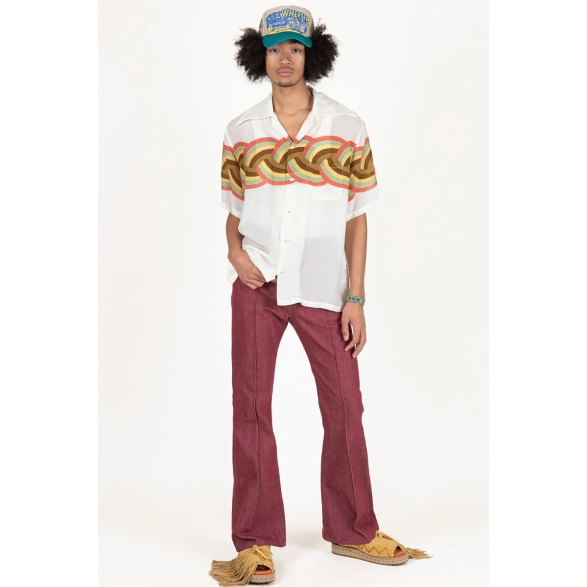 Kapital Silk Rayon Rainbow Pt Rangle Collar Aloha Shirt
