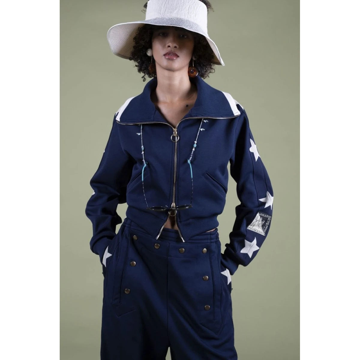 Kapital Smooth Jersey Cropped Track Jacket (Betsy Ross)