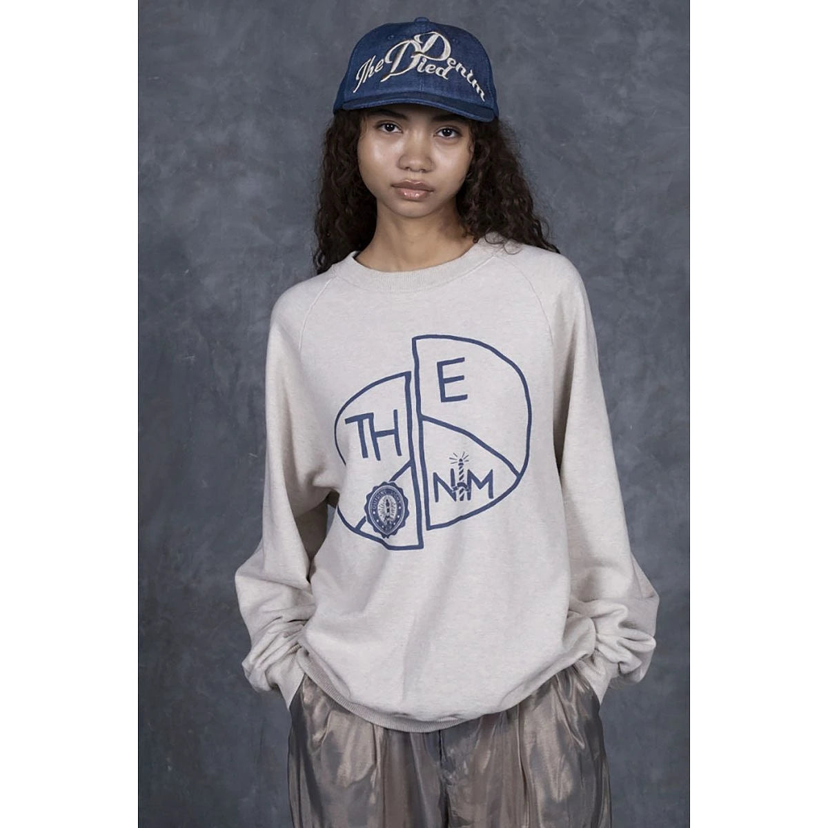 Kapital Top Fleece Raglan Crew Sweatshirt (TH.DDPEACE Print)