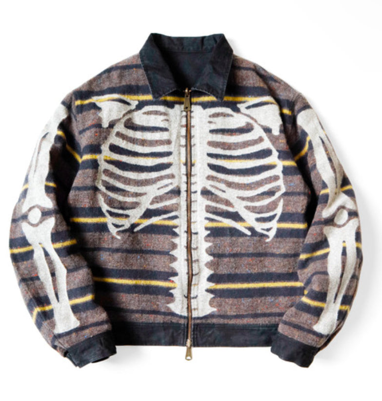 Kapital 14oz Black x Black Denim Bone Lining Reversible Zip Up Work Jacket