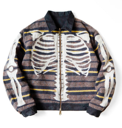 Kapital 14oz Black x Black Denim Bone Lining Reversible Zip Up Work Jacket