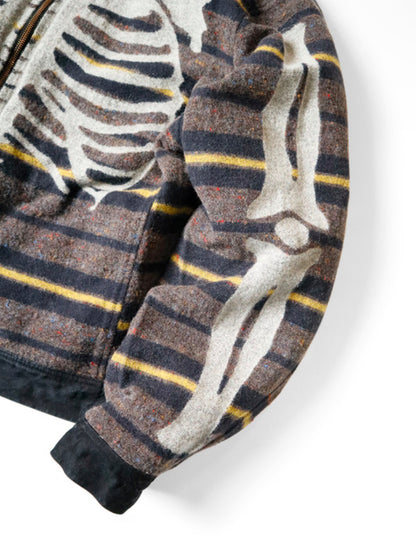 Kapital 14oz Black x Black Denim Bone Lining Reversible Zip Up Work Jacket