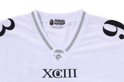 BAPE LINE CAMO MULTI LOGO RELAXED FIT FOOTBALL JERSEY