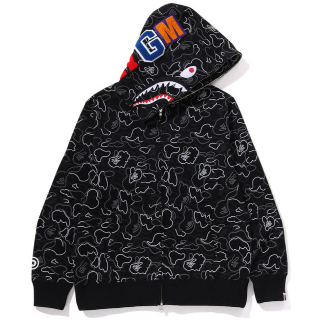 BAPE NEON CAMO SHARK FULL ZIP HOODIE