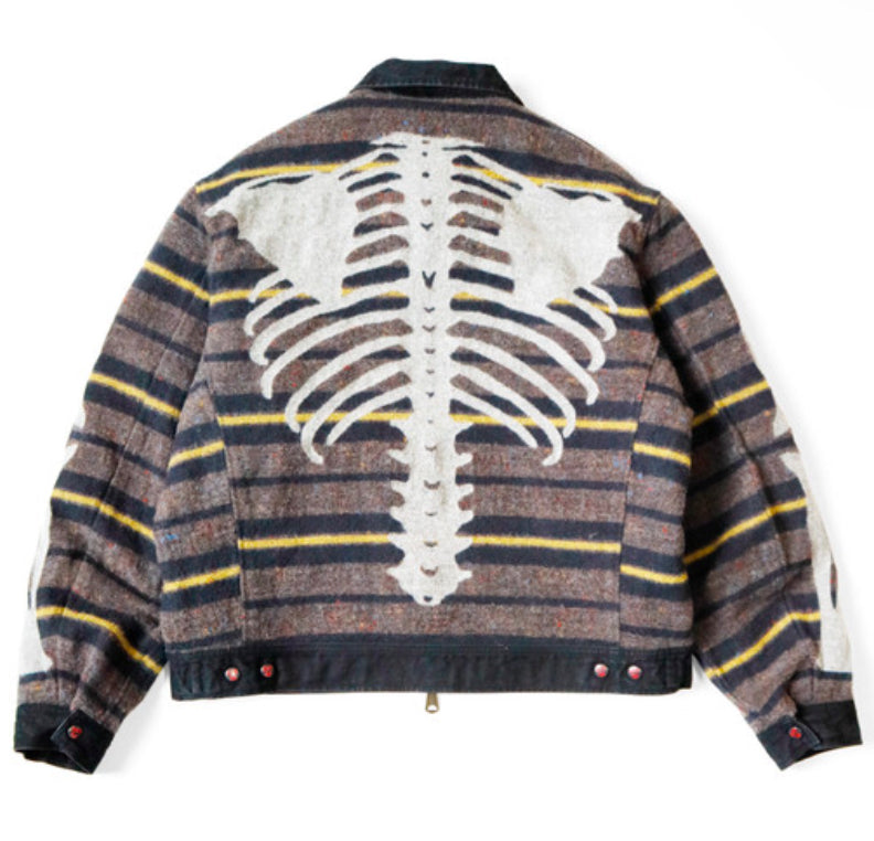 Kapital 14oz Black x Black Denim Bone Lining Reversible Zip Up Work Jacket