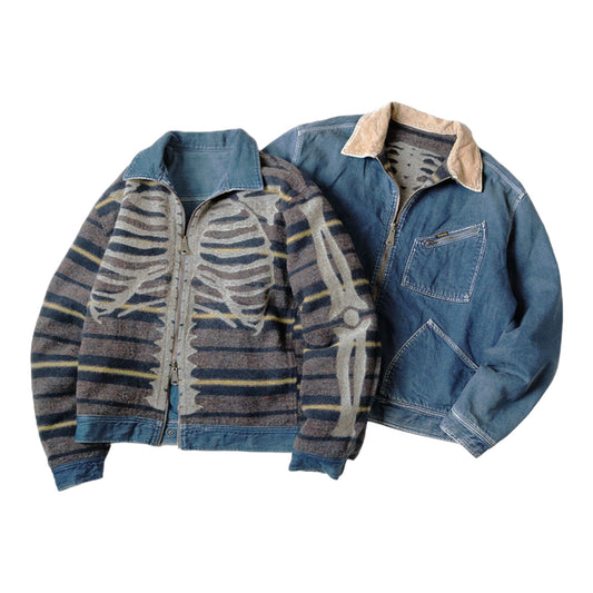 Kapital 11.5oz Denim Bone Reversible Work Jacket