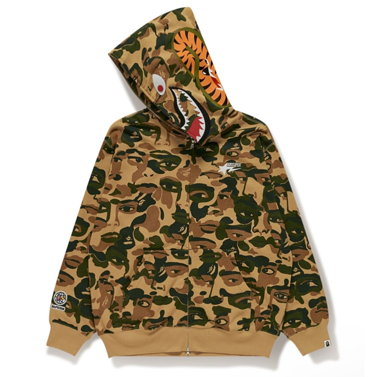 BAPE X KIDSUPER CAMO SHARK FULL ZIP HOODIE
