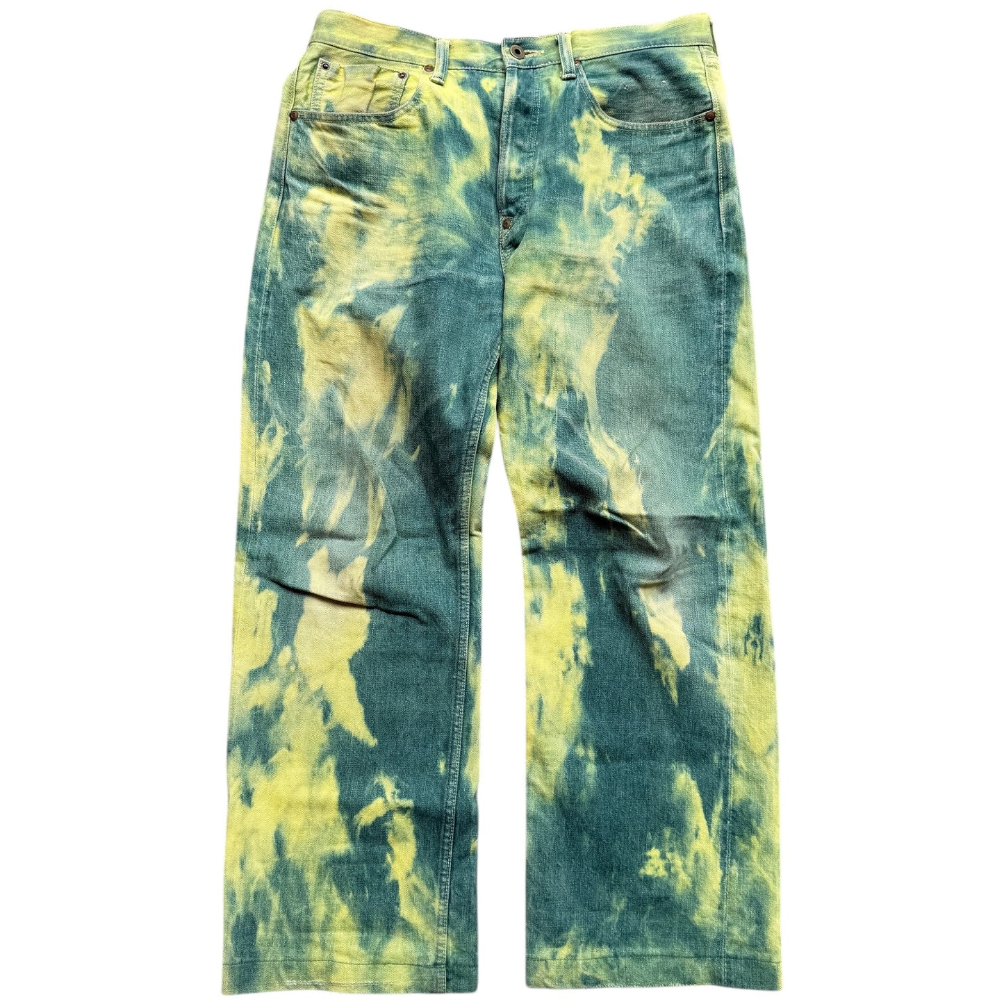 Kapital No.4 Denim 5P Selvedge Wide Leg Pants (Washed Tie Dye)