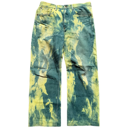 Kapital No.4 Denim 5P Selvedge Wide Leg Pants (Washed Tie Dye)