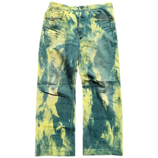 Kapital No.4 Denim 5P Selvedge Wide Leg Pants (Washed Tie Dye)