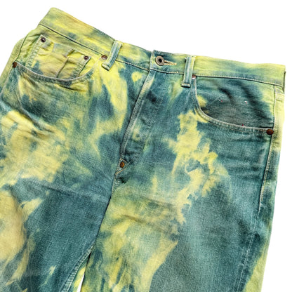 Kapital No.4 Denim 5P Selvedge Wide Leg Pants (Washed Tie Dye)