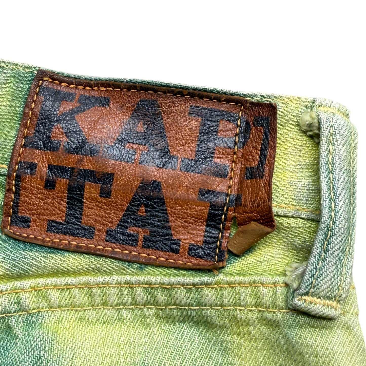 Kapital No.4 Denim 5P Selvedge Wide Leg Pants (Washed Tie Dye)