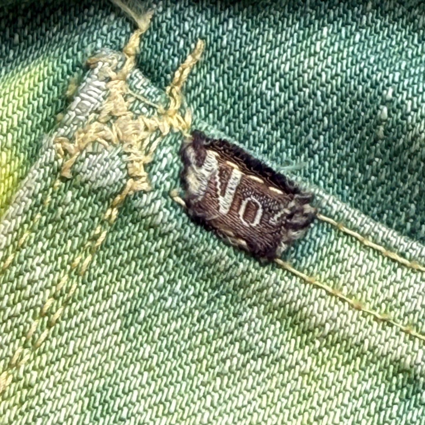 Kapital No.4 Denim 5P Selvedge Wide Leg Pants (Washed Tie Dye)