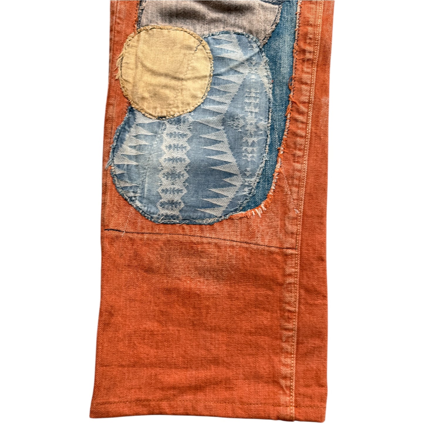 Kapital Faded Orange Selvedge Denim 5P Straight Leg (Patchwork)