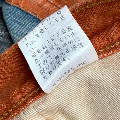 Kapital Faded Orange Selvedge Denim 5P Straight Leg (Patchwork)