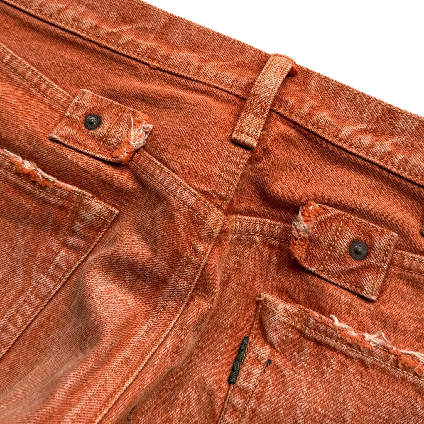 Kapital Faded Orange Selvedge Denim 5P Straight Leg (Patchwork)