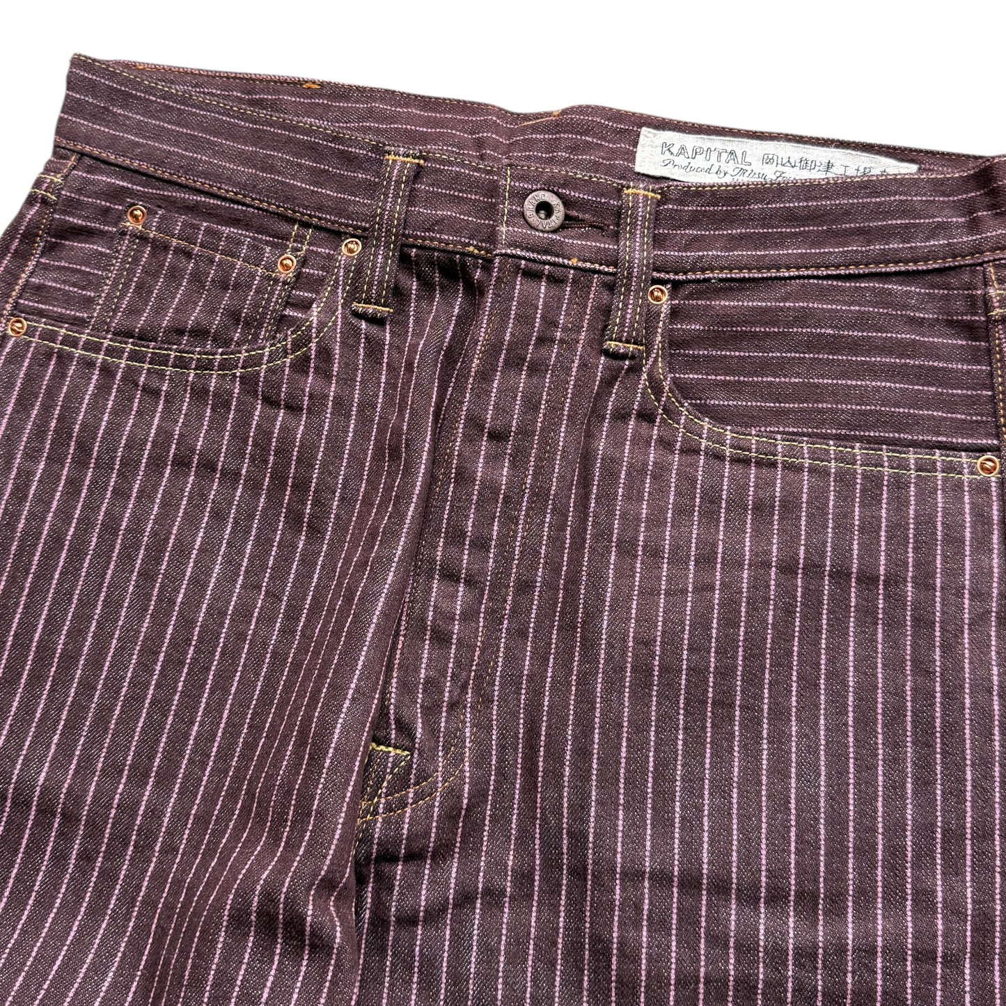 Kapital 5P Denim Pinstripe Sashiko Pants