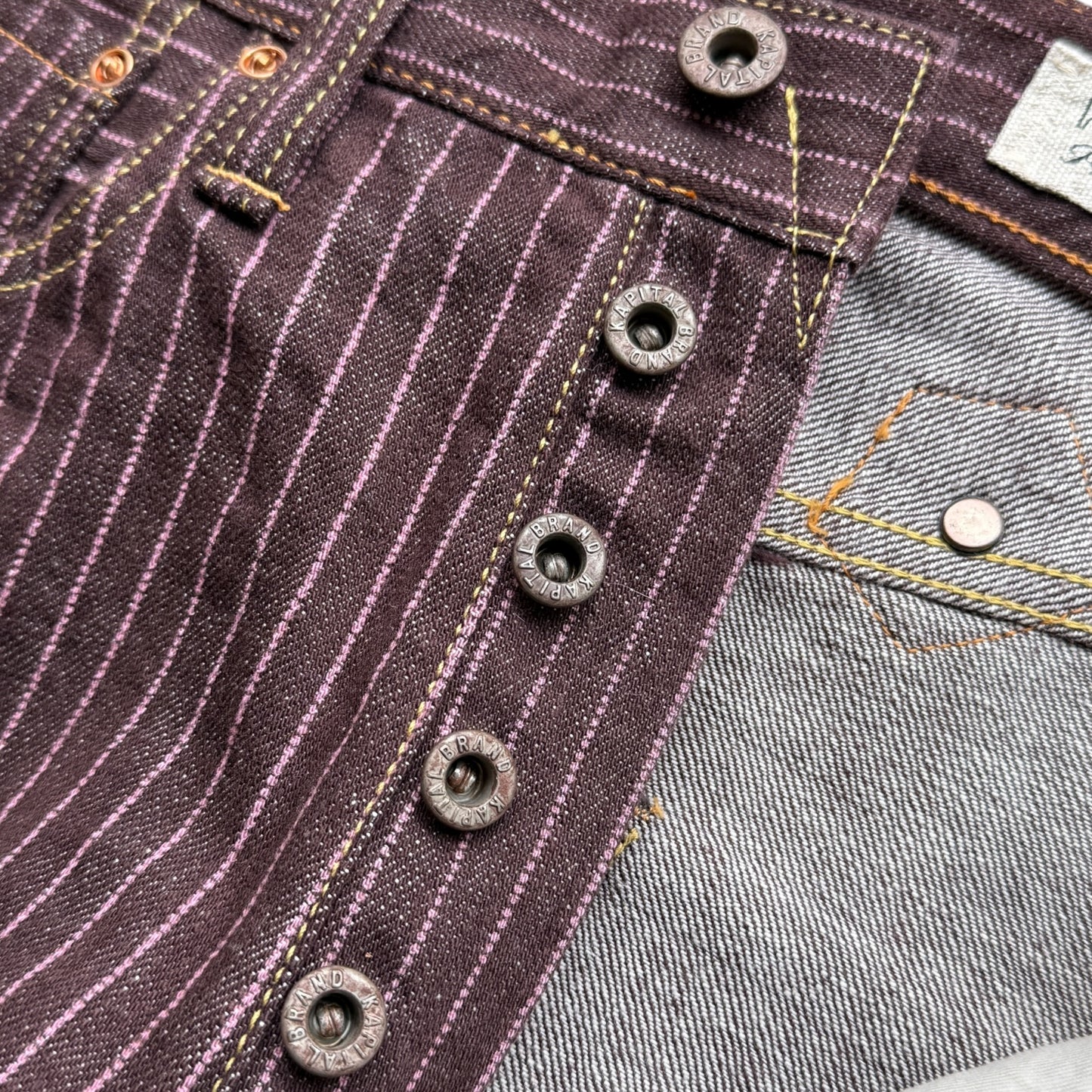 Kapital 5P Denim Pinstripe Sashiko Pants