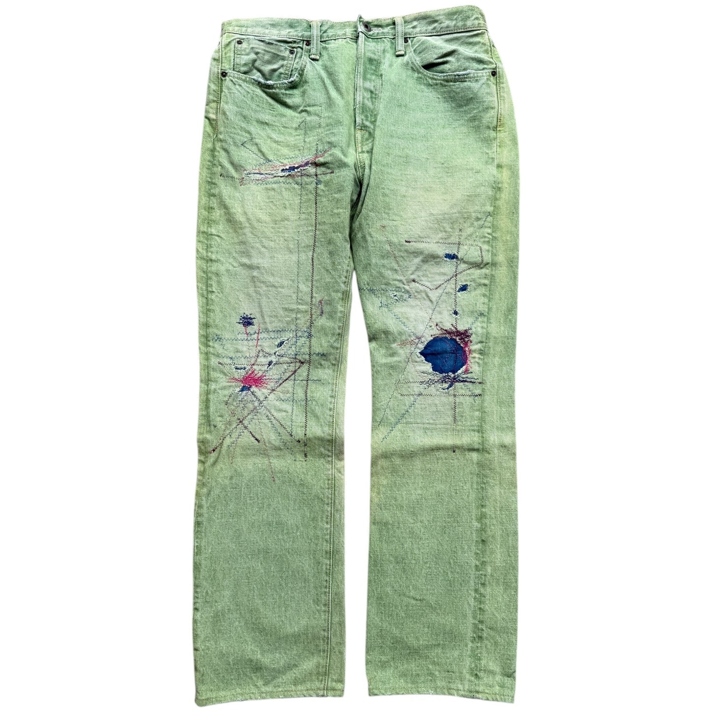 Kapital Washed Green Patchwork Denim