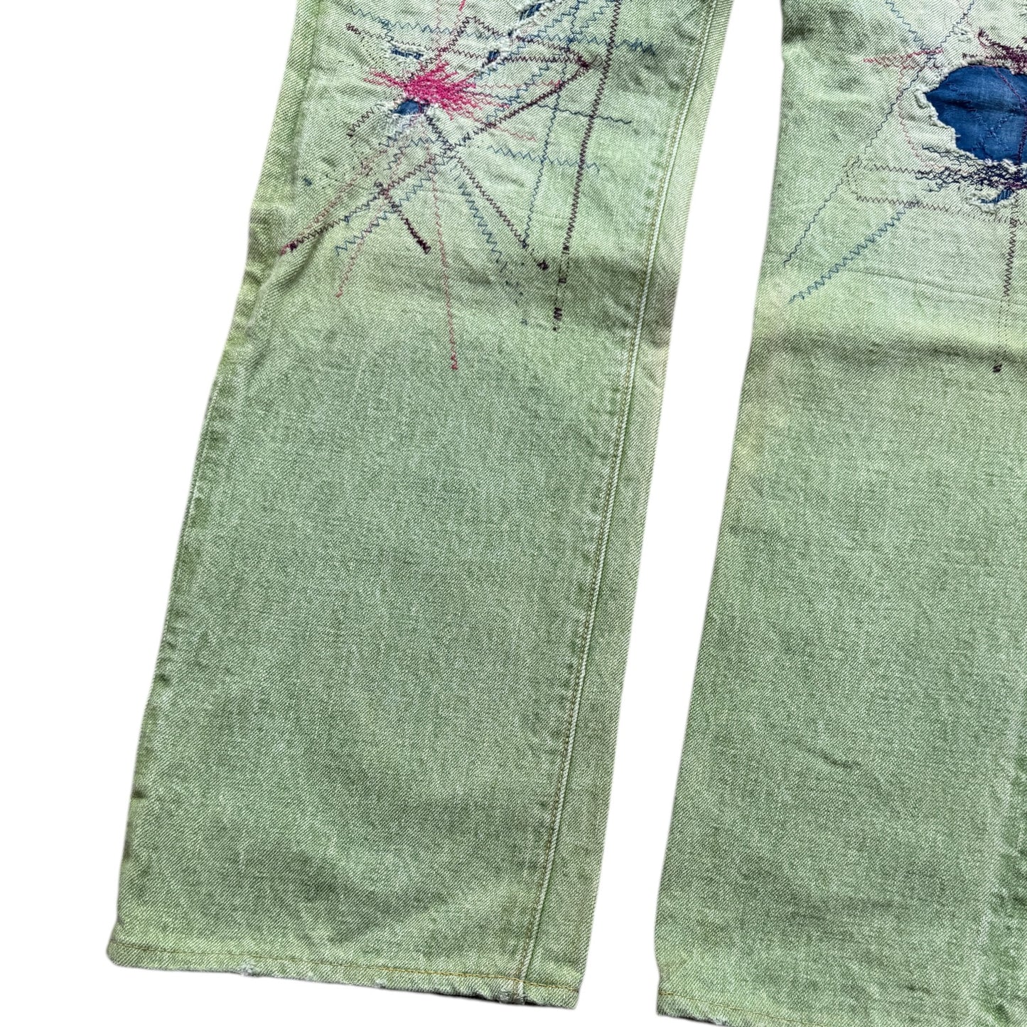 Kapital Washed Green Patchwork Denim