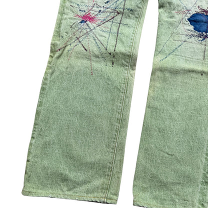 Kapital Washed Green Patchwork Denim