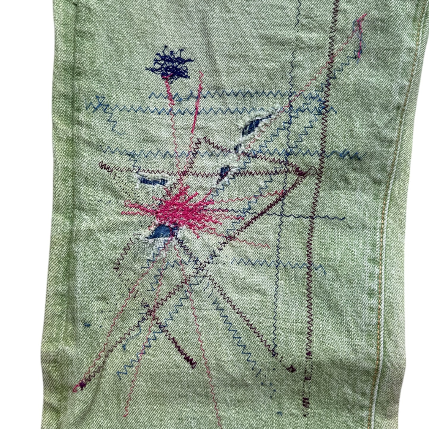 Kapital Washed Green Patchwork Denim