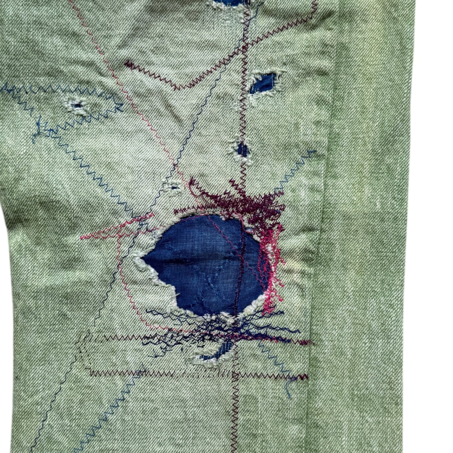 Kapital Washed Green Patchwork Denim