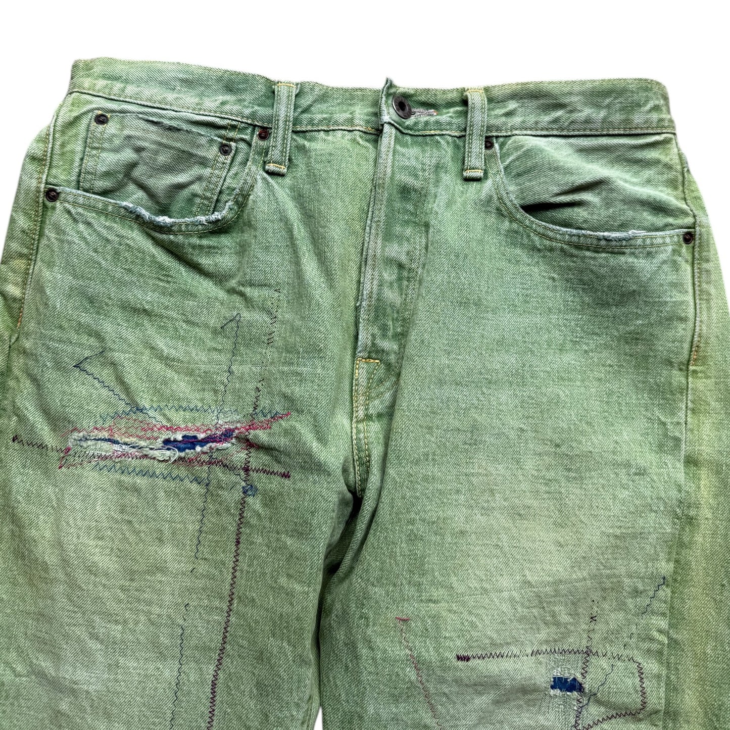Kapital Washed Green Patchwork Denim